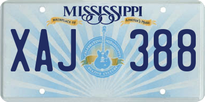MS license plate XAJ388