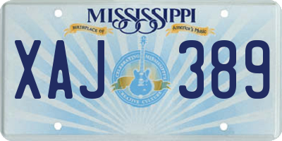MS license plate XAJ389