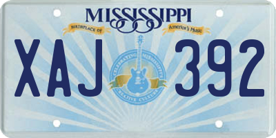 MS license plate XAJ392
