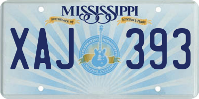 MS license plate XAJ393