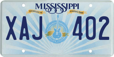 MS license plate XAJ402