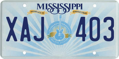 MS license plate XAJ403