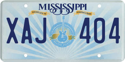 MS license plate XAJ404