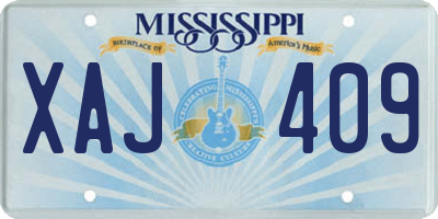 MS license plate XAJ409