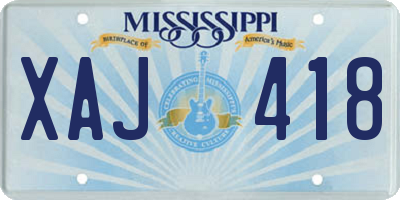 MS license plate XAJ418