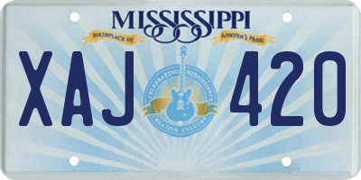 MS license plate XAJ420