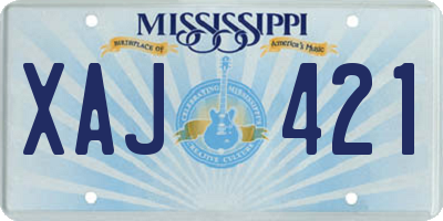 MS license plate XAJ421