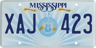 MS license plate XAJ423