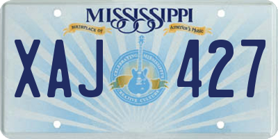 MS license plate XAJ427