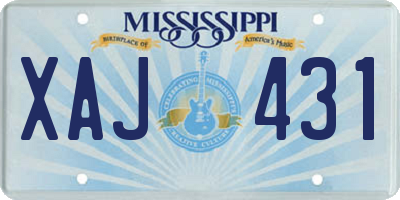 MS license plate XAJ431