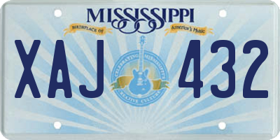 MS license plate XAJ432