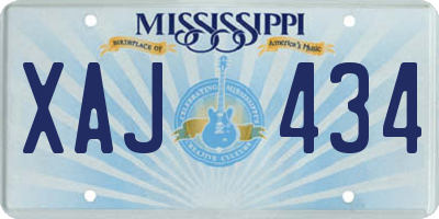 MS license plate XAJ434