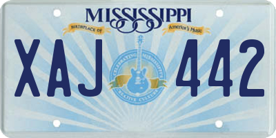 MS license plate XAJ442