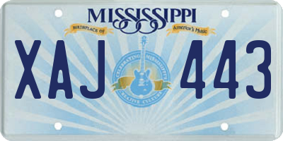 MS license plate XAJ443