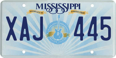 MS license plate XAJ445