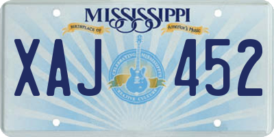 MS license plate XAJ452
