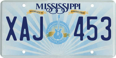 MS license plate XAJ453