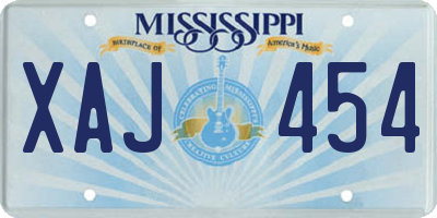 MS license plate XAJ454