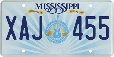 MS license plate XAJ455