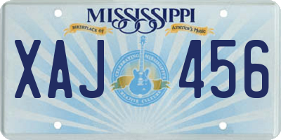MS license plate XAJ456