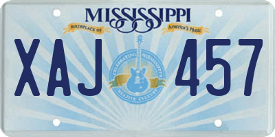 MS license plate XAJ457