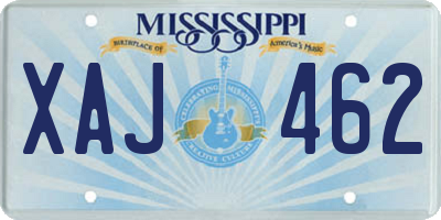 MS license plate XAJ462