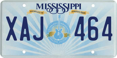MS license plate XAJ464