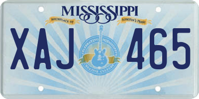MS license plate XAJ465