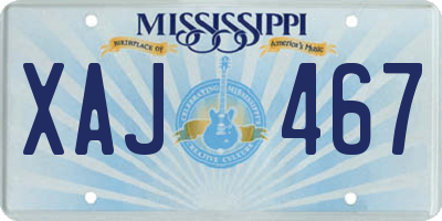 MS license plate XAJ467