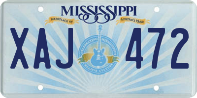 MS license plate XAJ472