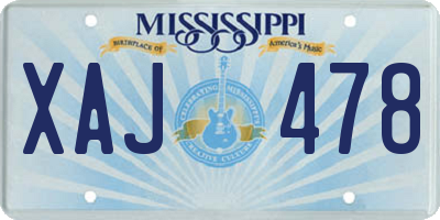 MS license plate XAJ478