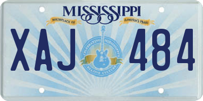 MS license plate XAJ484