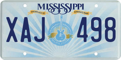 MS license plate XAJ498