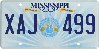MS license plate XAJ499