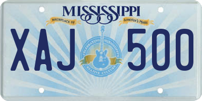 MS license plate XAJ500