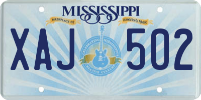 MS license plate XAJ502
