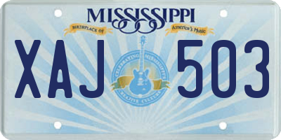 MS license plate XAJ503
