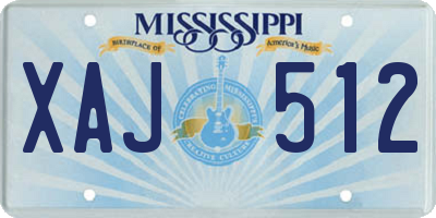 MS license plate XAJ512