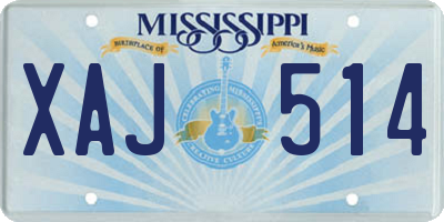 MS license plate XAJ514