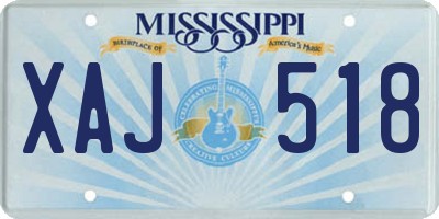 MS license plate XAJ518