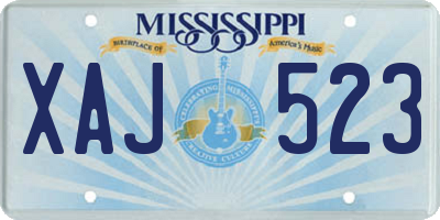 MS license plate XAJ523
