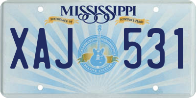 MS license plate XAJ531