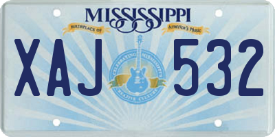 MS license plate XAJ532