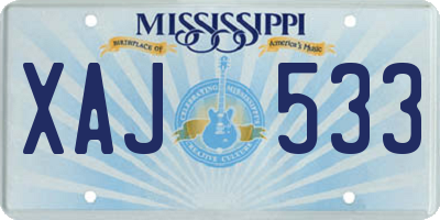 MS license plate XAJ533