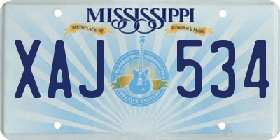 MS license plate XAJ534