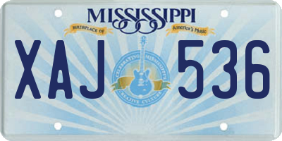 MS license plate XAJ536