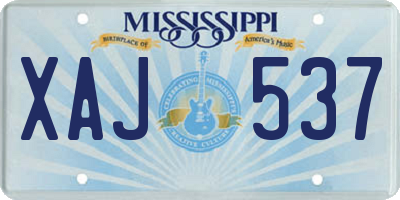 MS license plate XAJ537