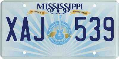 MS license plate XAJ539