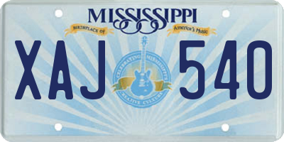 MS license plate XAJ540