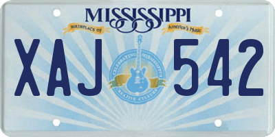 MS license plate XAJ542